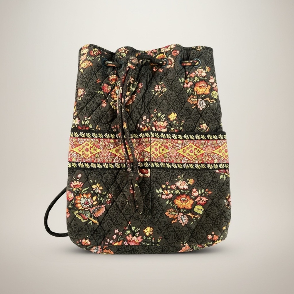 Vera Bradley Drawstring Bucket Backpack Chocolate - image 1